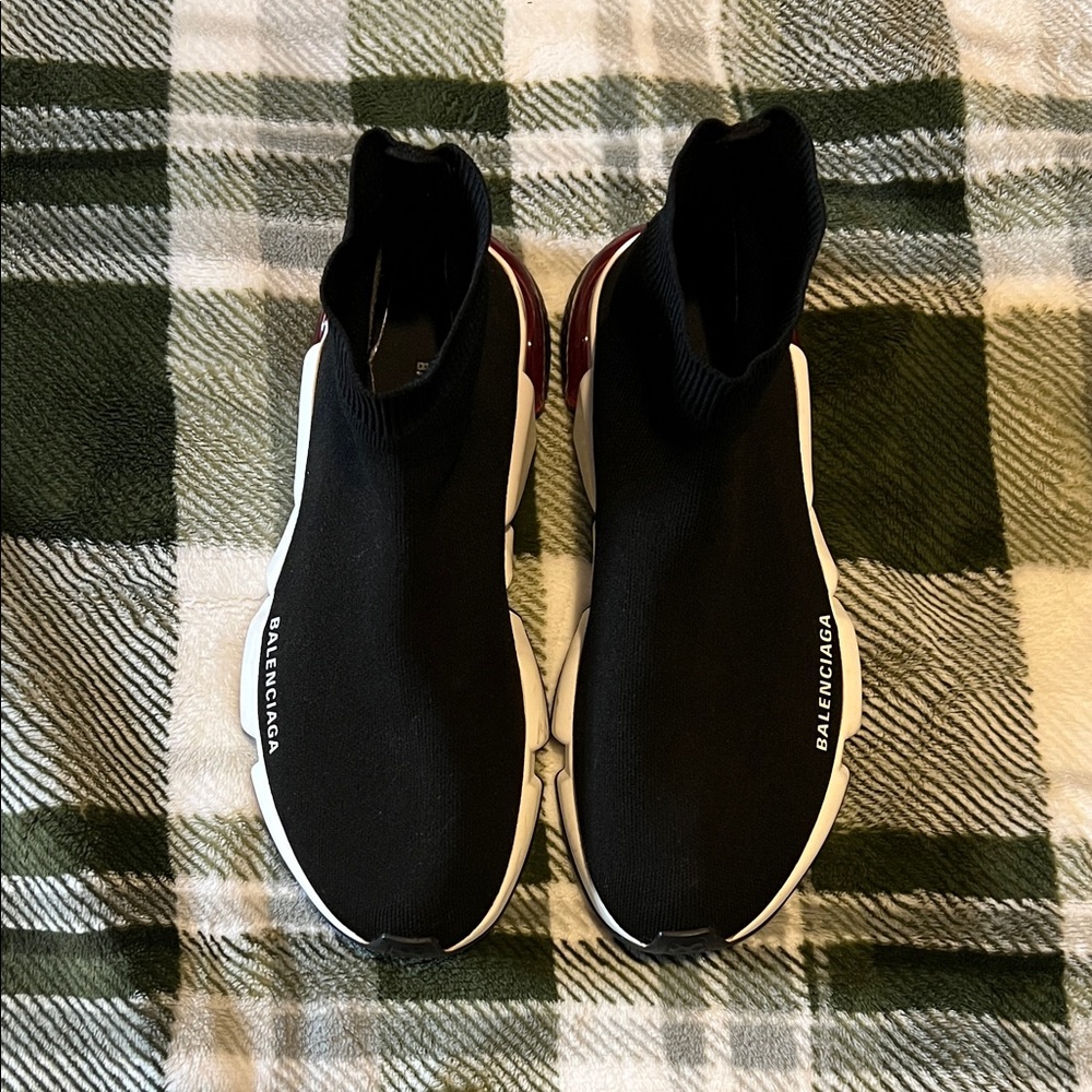 Authentic Balenciaga Black and White and pink sock Sneakers